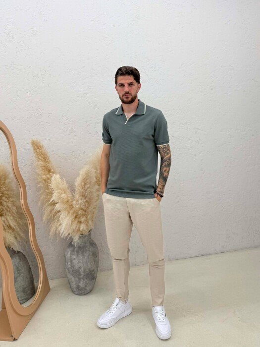 T-SHIRT NJE NGJYRESH ME JAKE POLO PER MESHKUJ NE NGJYRE GRI - 3