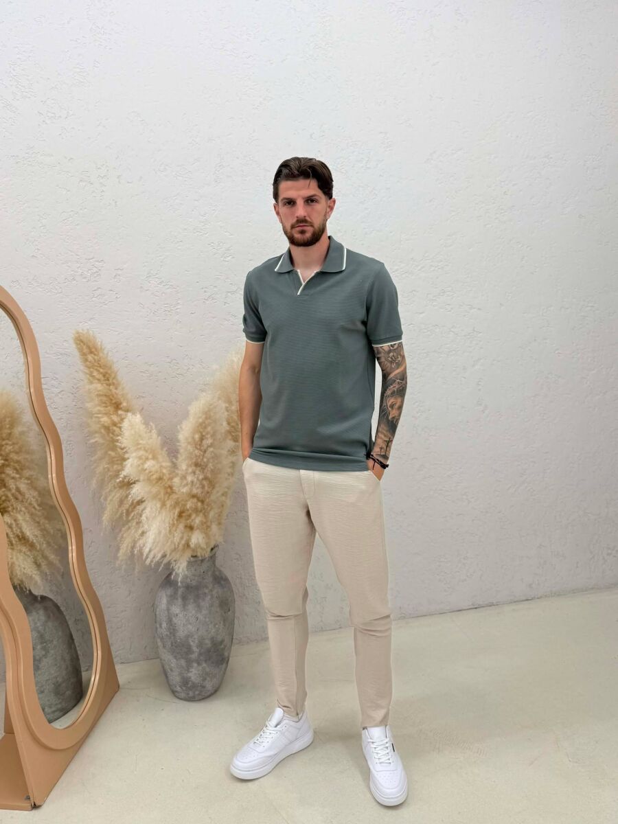 T-SHIRT NJE NGJYRESH ME JAKE POLO PER MESHKUJ NE NGJYRE GRI - 3
