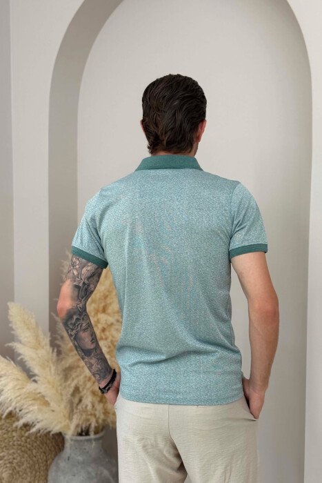 T-SHIRT NJE NGJYRESH ME JAKE POLO PER MESHKUJ NE NGJYRE JESHILE E ZBARDHUR - 4