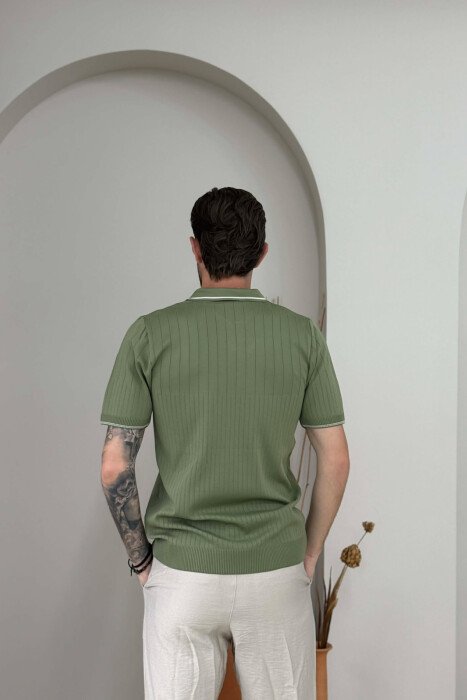 T-SHIRT NJE NGJYRESH ME JAKE POLO PER MESHKUJ NE NGJYRE JESHILE - 2