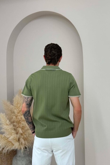 T-SHIRT NJE NGJYRESH ME JAKE POLO PER MESHKUJ NE NGJYRE JESHILE - 2
