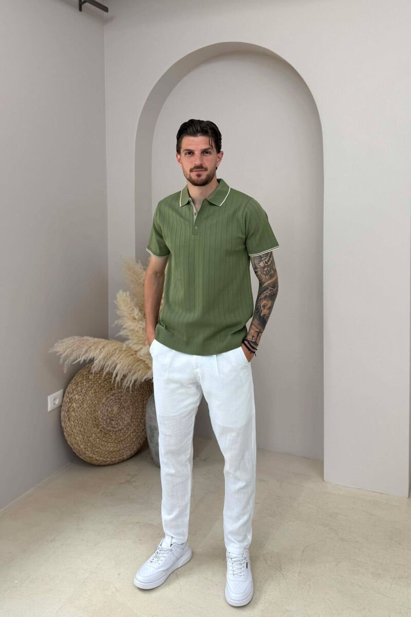 T-SHIRT NJE NGJYRESH ME JAKE POLO PER MESHKUJ NE NGJYRE JESHILE - 3