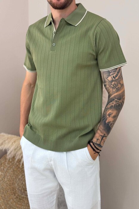 T-SHIRT NJE NGJYRESH ME JAKE POLO PER MESHKUJ NE NGJYRE JESHILE - 4
