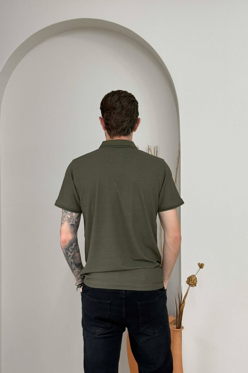T-SHIRT NJE NGJYRESH ME JAKE POLO PER MESHKUJ NE NGJYRE JESHILE - 4