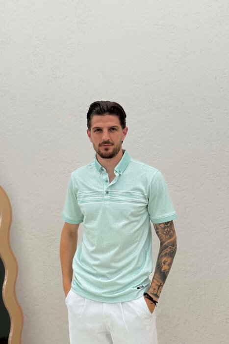 T-SHIRT NJE NGJYRESH ME JAKE POLO PER MESHKUJ NE NGJYRE MENTE - KLAUDIO FASHION