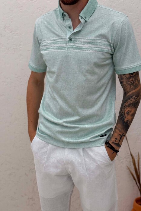 T-SHIRT NJE NGJYRESH ME JAKE POLO PER MESHKUJ NE NGJYRE MENTE - 2