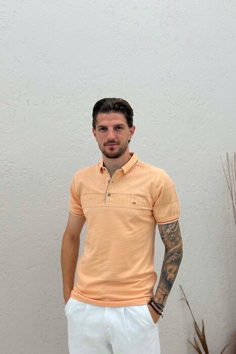 T-SHIRT NJE NGJYRESH ME JAKE POLO PER MESHKUJ NE NGJYRE PORTOKALLI - 1
