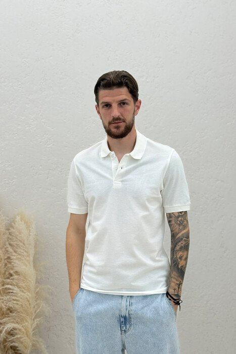 T-SHIRT NJE NGJYRESH ME JAKE POLO PER MESHKUJ NE NGJYRE TE BARDHE - KLAUDIO FASHION