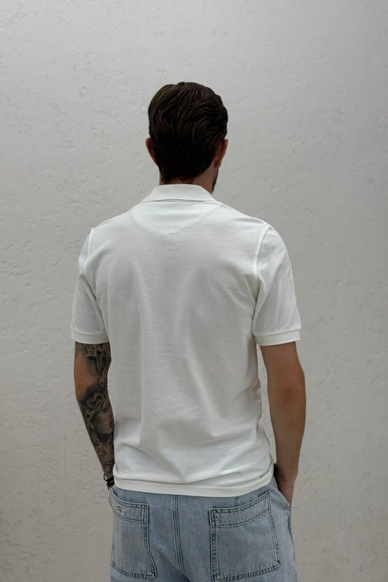 T-SHIRT NJE NGJYRESH ME JAKE POLO PER MESHKUJ NE NGJYRE TE BARDHE - 2