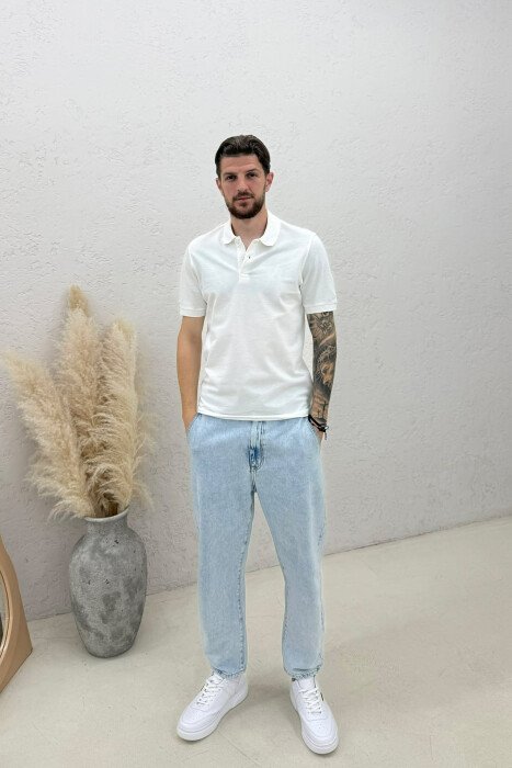 T-SHIRT NJE NGJYRESH ME JAKE POLO PER MESHKUJ NE NGJYRE TE BARDHE - 3