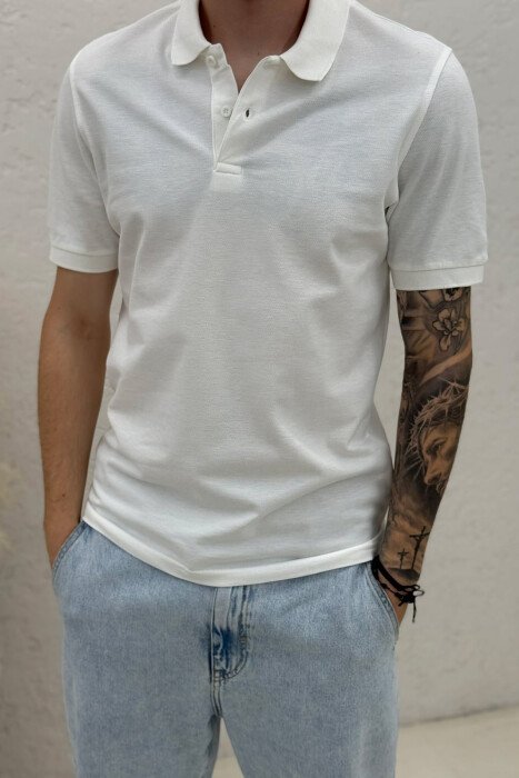 T-SHIRT NJE NGJYRESH ME JAKE POLO PER MESHKUJ NE NGJYRE TE BARDHE - 4