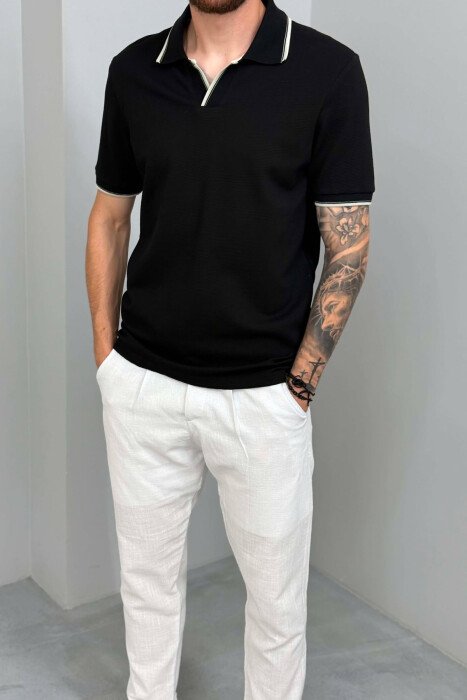 T-SHIRT NJE NGJYRESH ME JAKE POLO PER MESHKUJ NE NGJYRE TE ZEZE - 4