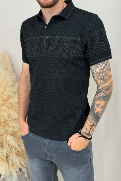 T-SHIRT NJE NGJYRESH ME JAKE POLO PER MESHKUJ NE NGJYRE TE ZEZE - 2