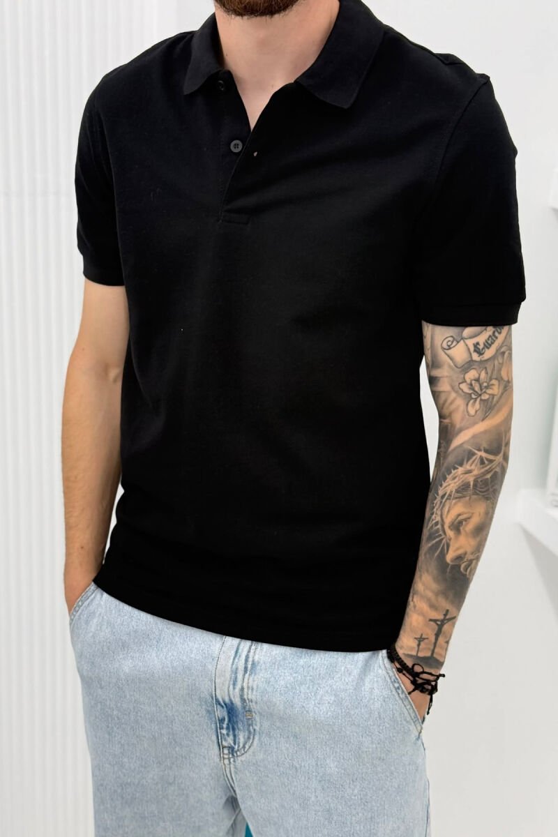 T-SHIRT NJE NGJYRESH ME JAKE POLO PER MESHKUJ NE NGJYRE TE ZEZE - 4