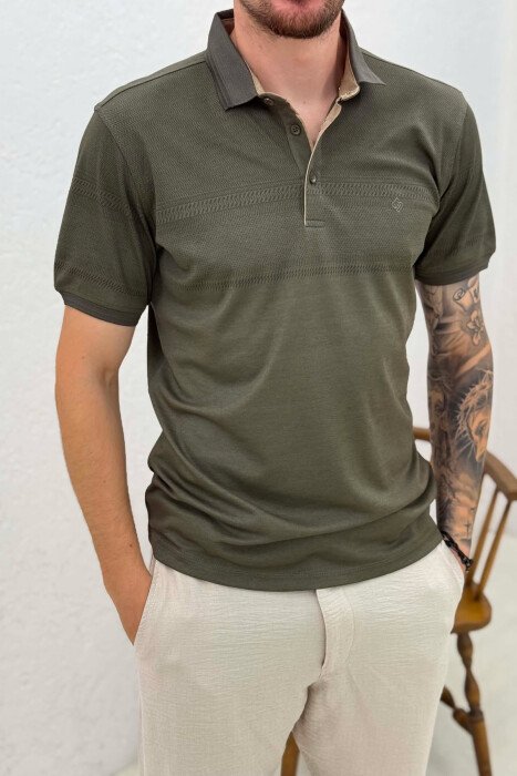 T-SHIRT NJE NGJYRESH ME JAKE POLO PER MESHKUJ NE NGJYRE ULLI - 4