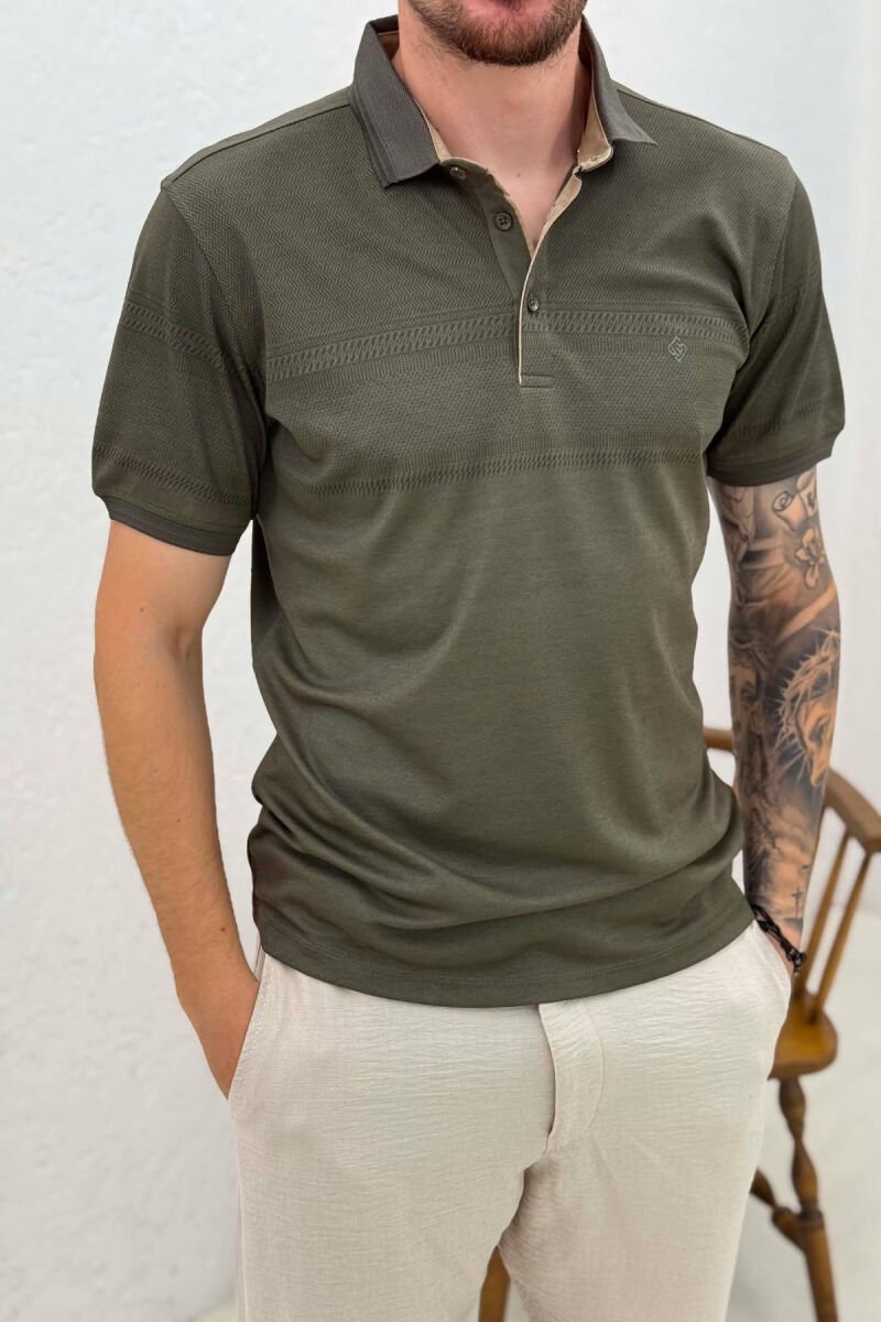 T-SHIRT NJE NGJYRESH ME JAKE POLO PER MESHKUJ NE NGJYRE ULLI - 4