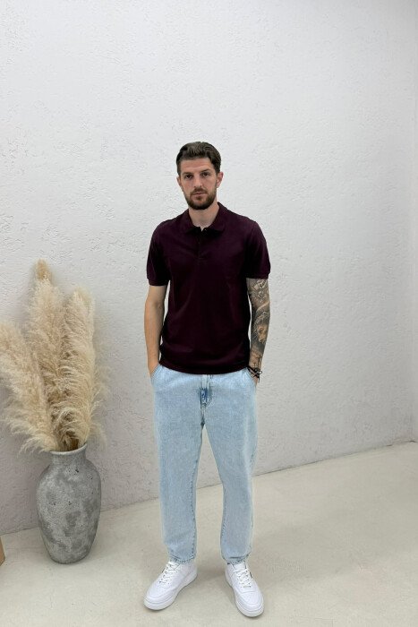 T-SHIRT NJE NGJYRESH ME JAKE POLO PER MESHKUJ NE NGJYRE VISHNJE - 3