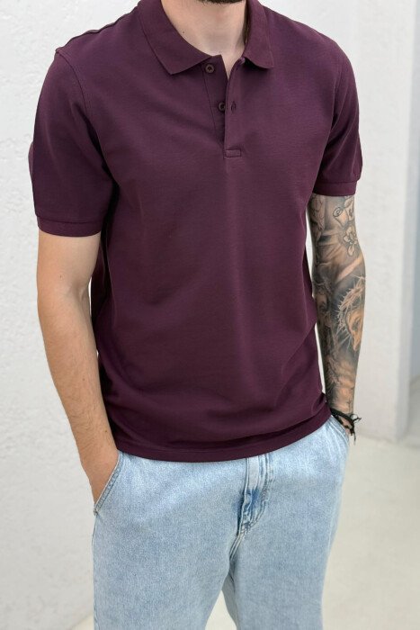 T-SHIRT NJE NGJYRESH ME JAKE POLO PER MESHKUJ NE NGJYRE VISHNJE - 4