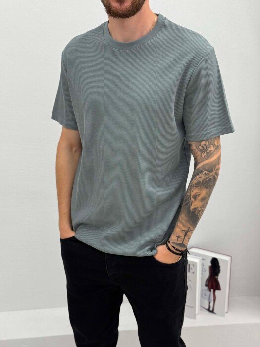 T-SHIRT ME JAKE TE RRUMBULLAKET PER MESHKUJ NE NGJYRE GRI TE ERRET - 4