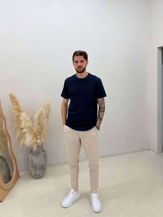 T-SHIRT ME JAKE TE RRUMBULLAKET PER MESHKUJ NE NGJYRE BLU - 3