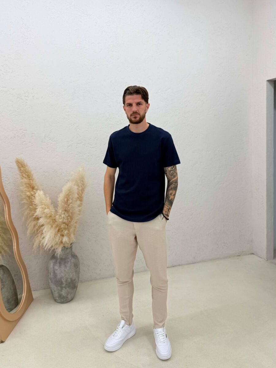 T-SHIRT ME JAKE TE RRUMBULLAKET PER MESHKUJ NE NGJYRE BLU - 3