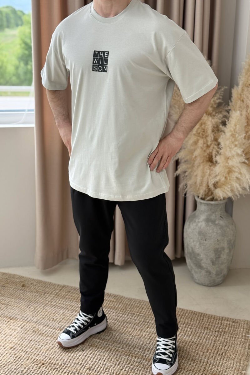 T-SHIRT NJË NGJYRËSH ME LOGO PËR MESHKUJ NË NGJYRËN BEZHË - 2