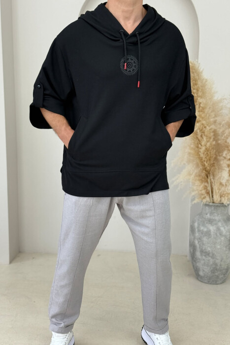 T-SHIRT NJË NGJYRËSH ME LOGO PËR MESHKUJ NË NGJYRËN E ZEZË - 3