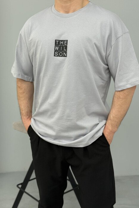 T-SHIRT NJË NGJYRËSH ME LOGO PËR MESHKUJ NË NGJYRËN GRI - 1