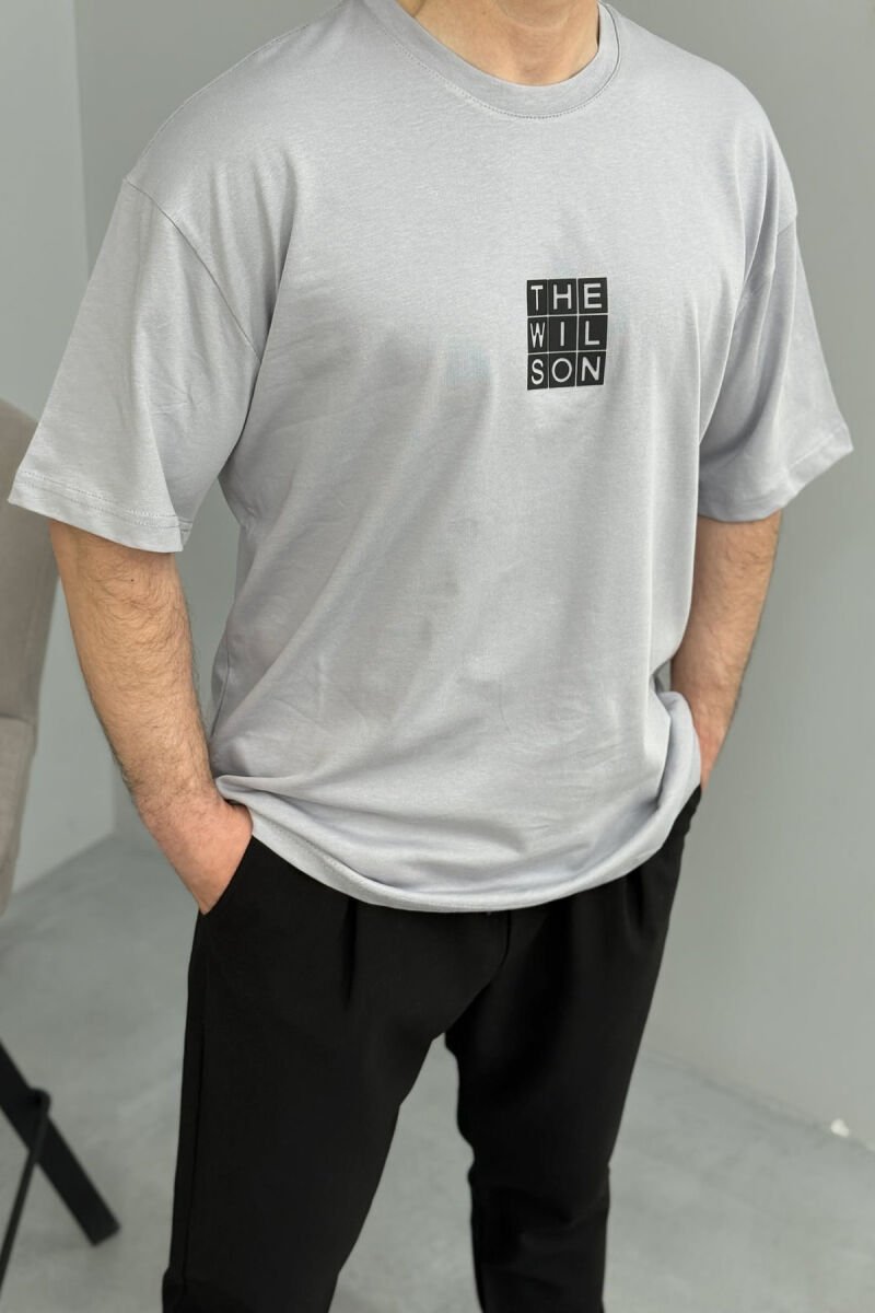 T-SHIRT NJË NGJYRËSH ME LOGO PËR MESHKUJ NË NGJYRËN GRI - 4