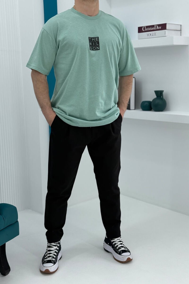 T-SHIRT NJË NGJYRËSH ME LOGO PËR MESHKUJ NË NGJYRËN MENTE - 2