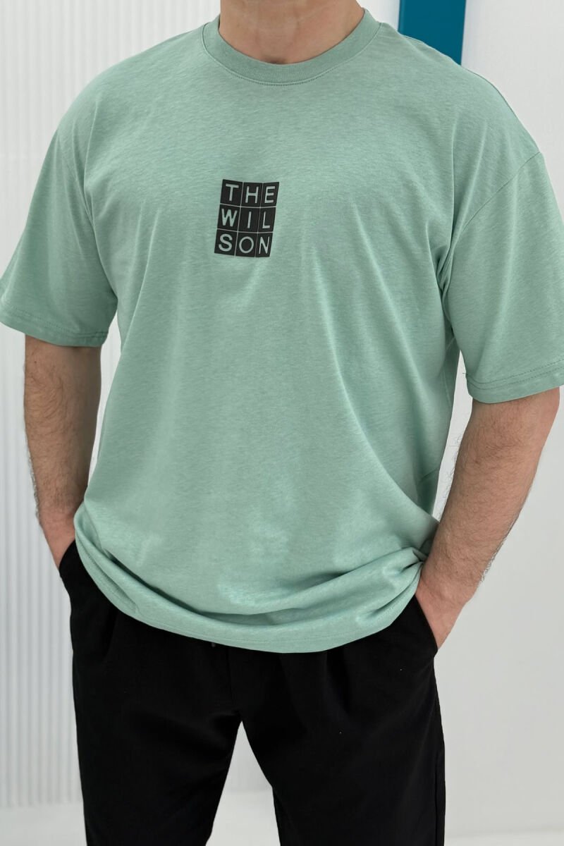 T-SHIRT NJË NGJYRËSH ME LOGO PËR MESHKUJ NË NGJYRËN MENTE - 3