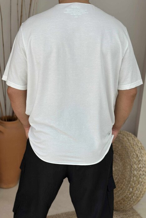 T-SHIRT NJË NGJYRËSH ME LOGO TE VOGËL PËR MESHKUJ NË NGJYRË TË BARDHË - 2