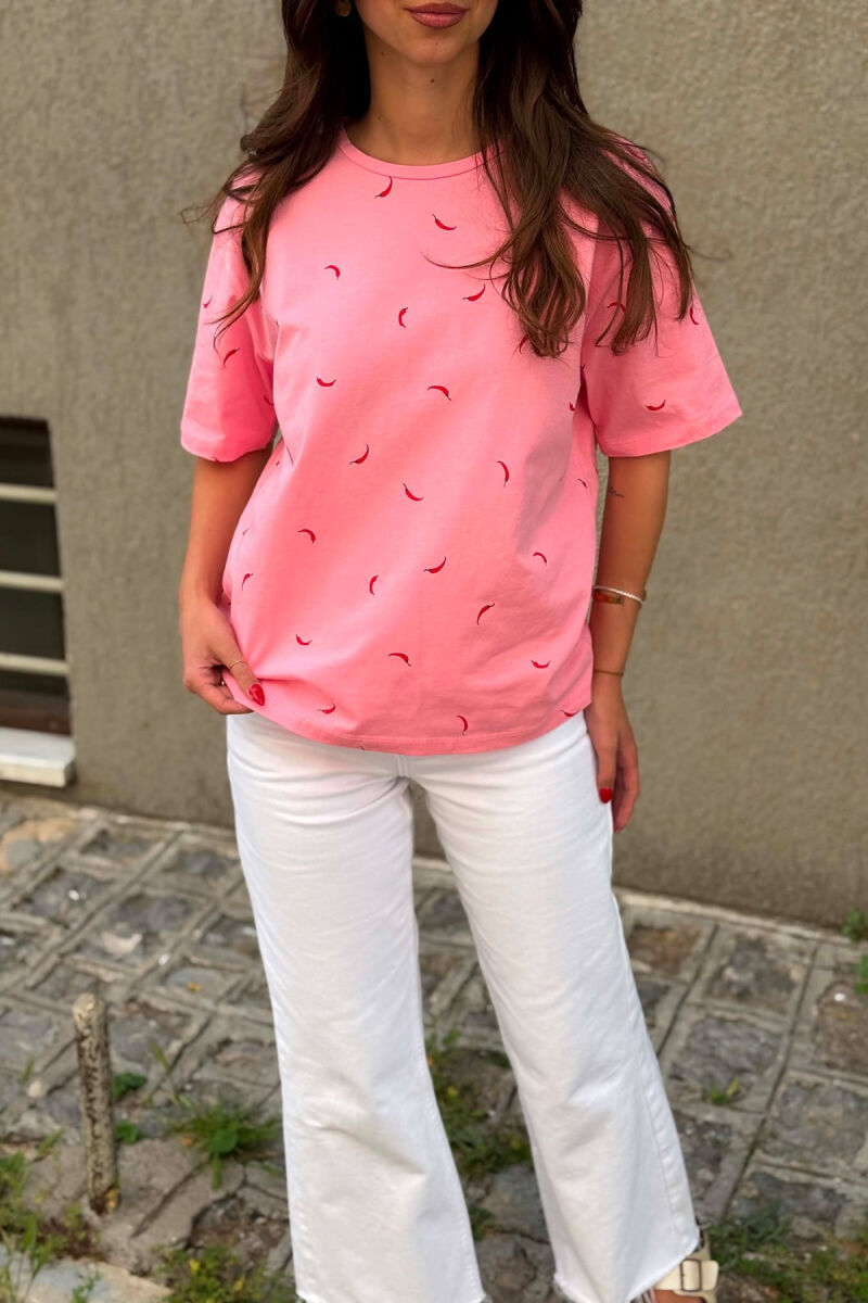 T-SHIRT NJE NGJYRESH ME PRINTE PER FEMRA NE NGJYRE ROZE - 3