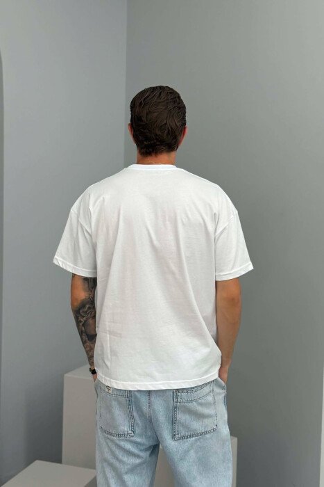 T-SHIRT NJE NGJYRESH ME SHKRIME PARA PER MESHKUJ NE NGJYRE TE BARDHE - 2