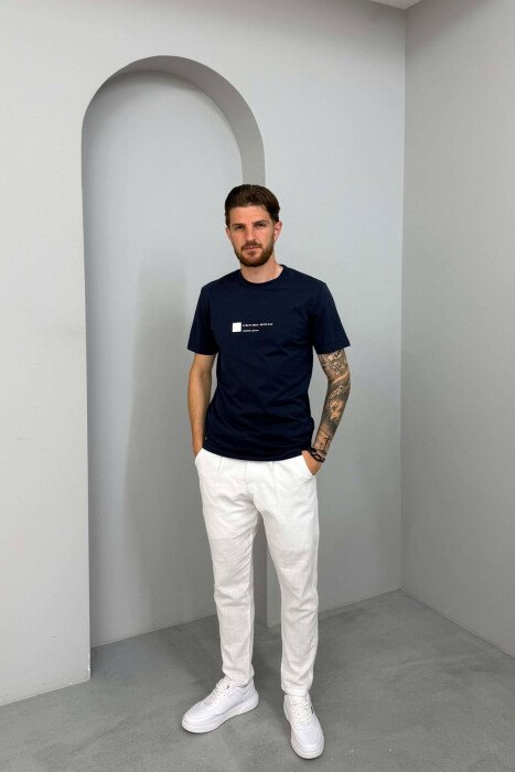 T-SHIRT NJE NGJYRESH ME SHKRIME PER MESHKUJ NE NGJYRE BLU - 3