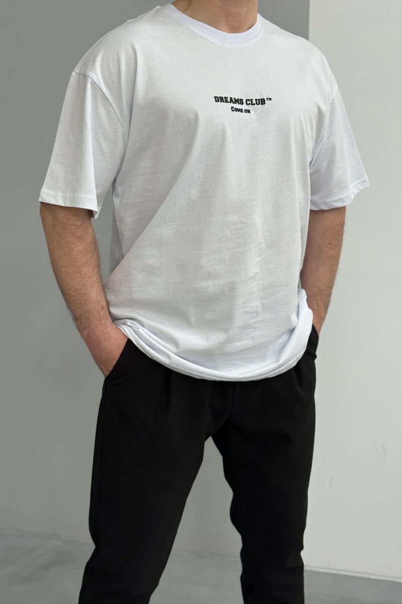T-SHIRT NJË NGJYRËSH ME SHKRIME PËR MESHKUJ NË NGJYRËN E BARDHË - 1