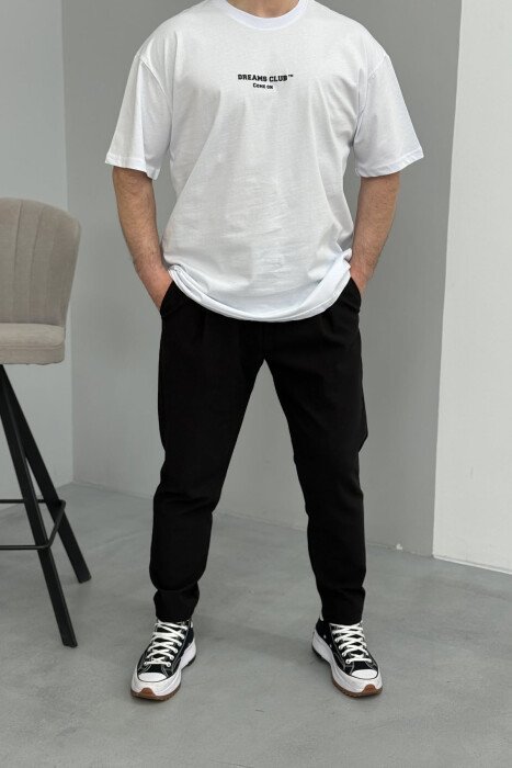 T-SHIRT NJË NGJYRËSH ME SHKRIME PËR MESHKUJ NË NGJYRËN E BARDHË - 2