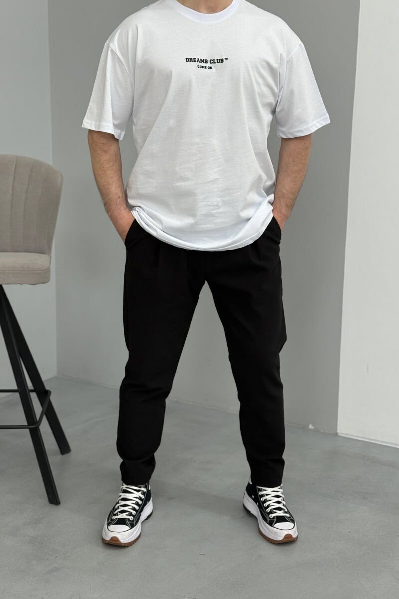 T-SHIRT NJË NGJYRËSH ME SHKRIME PËR MESHKUJ NË NGJYRËN E BARDHË - 2