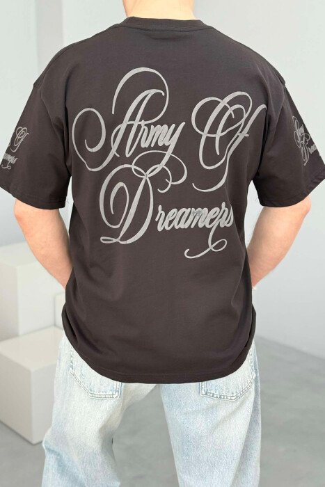 T-SHIRT NJË NGJYRËSH ME SHKRIME PËR MESHKUJ NË NGJYRËN E ZEZË - 3