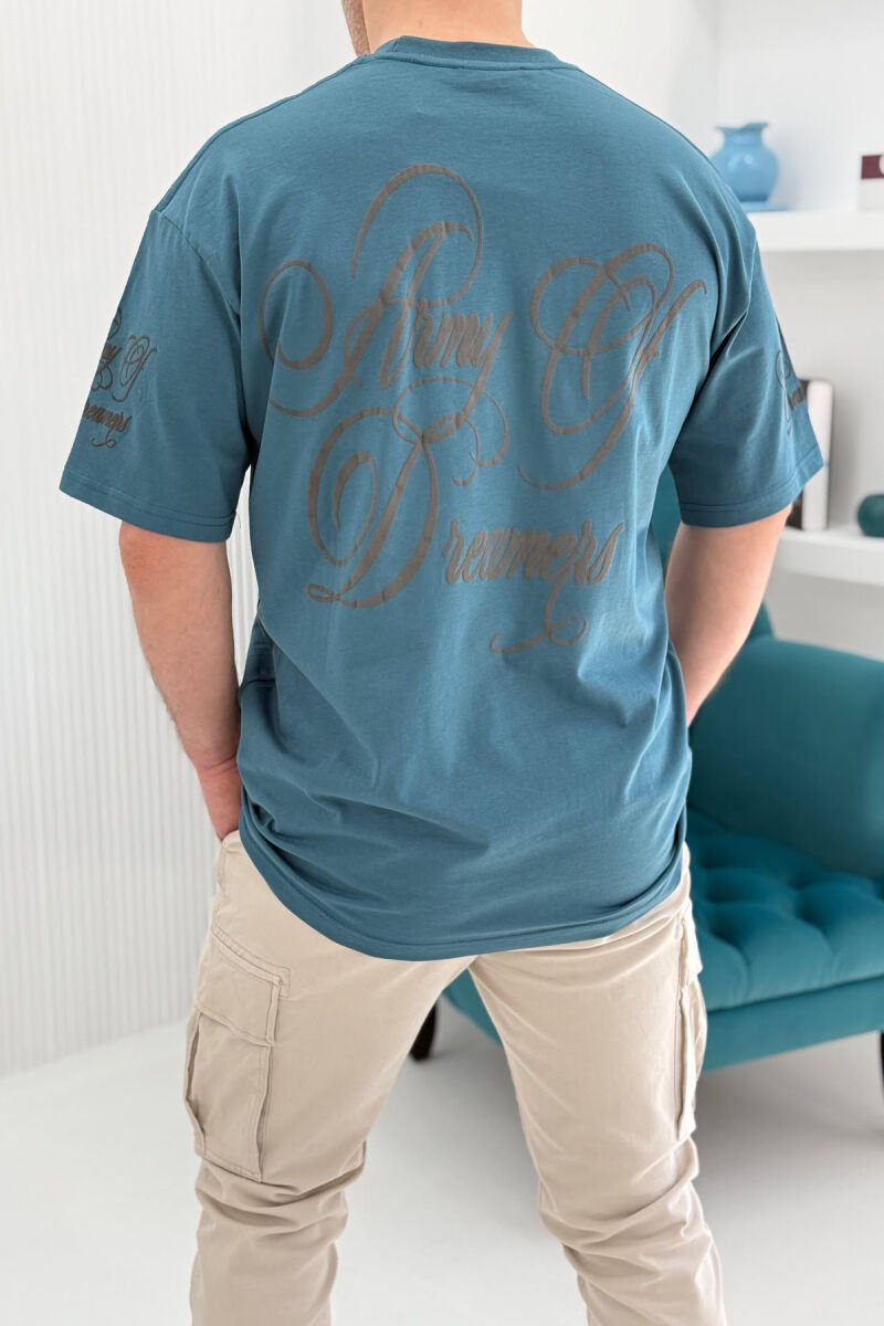 T-SHIRT NJË NGJYRËSH ME SHKRIME PËR MESHKUJ NË NGJYRËN GURKALI - 4