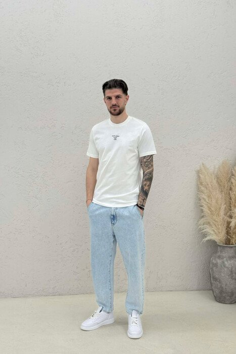 T-SHIRT NJE NGJYRESH ME SHKRIME TE THJESHTA PER MESHKUJ NE NGJYRE KREM - 3