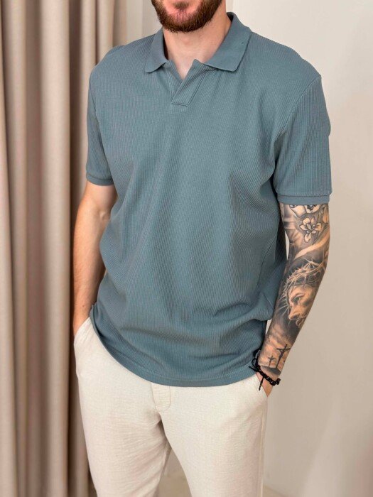 T-SHIRT NJE NGJYRESH ME TEKSTURE PER MESHKUJ NE NGJYRE GRI - 4