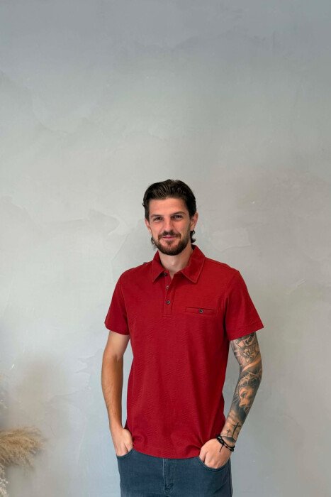 T-SHIRT NJE NGJYRESH ME XHEP PARA PER MESHKUJ NE NGJYRE TULE - KLAUDIO FASHION