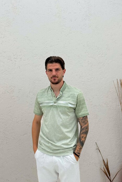 T-SHIRT NJE NGJYRESH ME JAKE POLO PER MESHKUJ NE NGJYRE MENTE - KLAUDIO FASHION