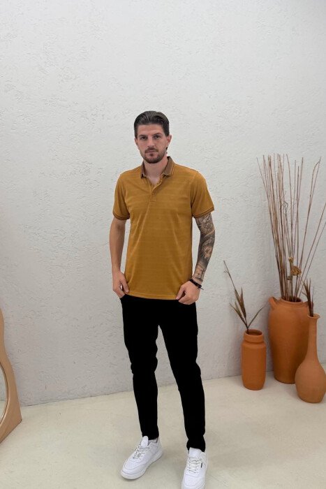 T-SHIRT NJE NGJYRESH NE JAKE POLO PER MESHKUJ NE NGJYRE KAFE - 4