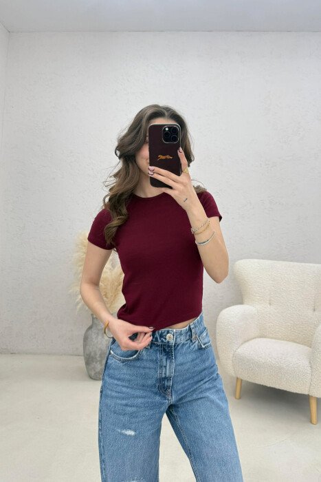 T-SHIRT NJE NGJYRESH PER FEMRA NE NGJYRE VISHNJE - 4