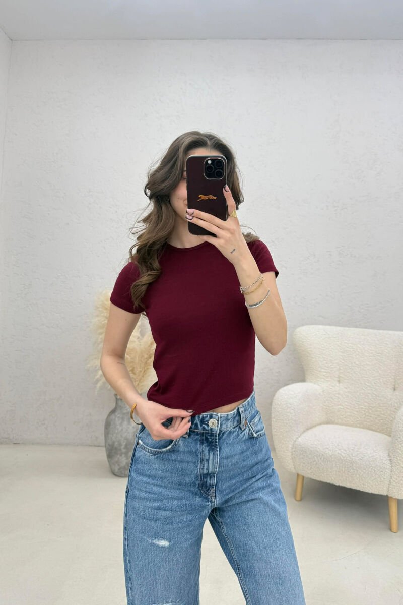 T-SHIRT NJE NGJYRESH PER FEMRA NE NGJYRE VISHNJE - 4