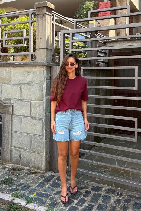 T-SHIRT NJE NGJYRESH PER FEMRA NE NGJYRE VISHNJE - KLAUDIO FASHION