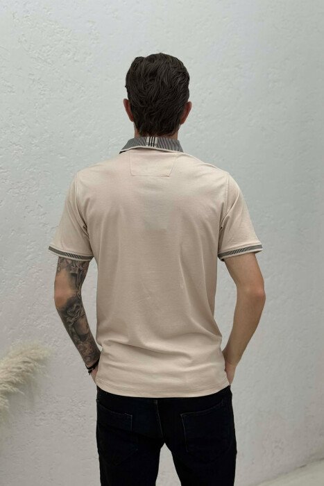 T-SHIRT NJE NGJYRESH PER MESHKUJ NE NGJYRE BEZHE - 4