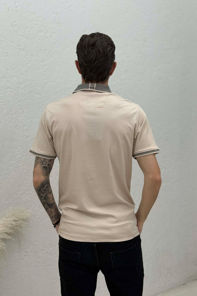 T-SHIRT NJE NGJYRESH PER MESHKUJ NE NGJYRE BEZHE - 4